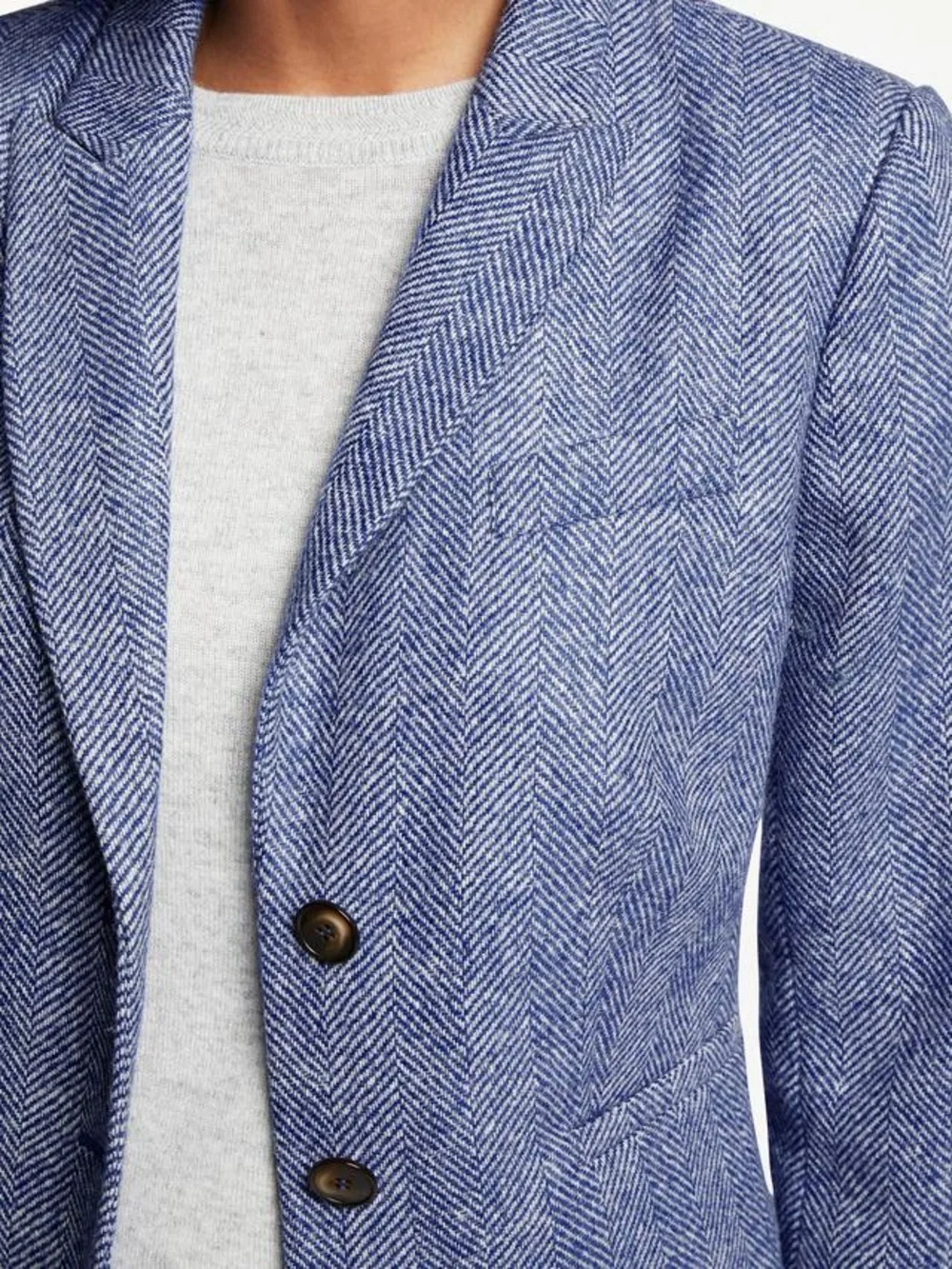 NWT Boden Elizabeth British Tweed Blazer in Blue/Ivory Herringbone, US 10R - Picture 4 of 13